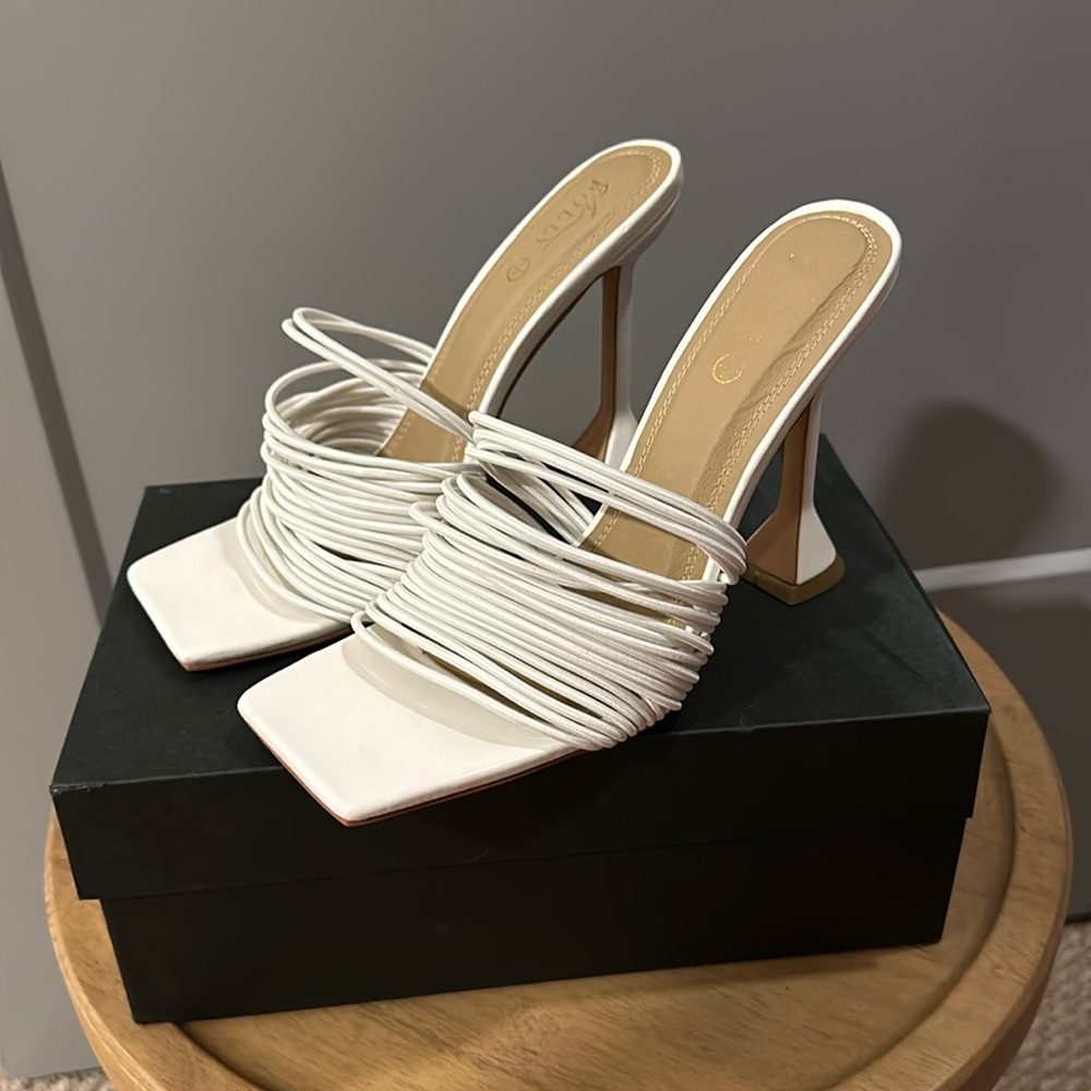 Oh Polly strappy white heels size US 9 (UK 7)